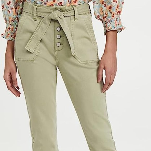 Brand New Paige Mayslie Belted Denim High Rise Jogger Pants 27 Vintage Light - Picture 1 of 7